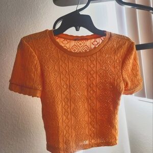 Orange Lace Crop Top